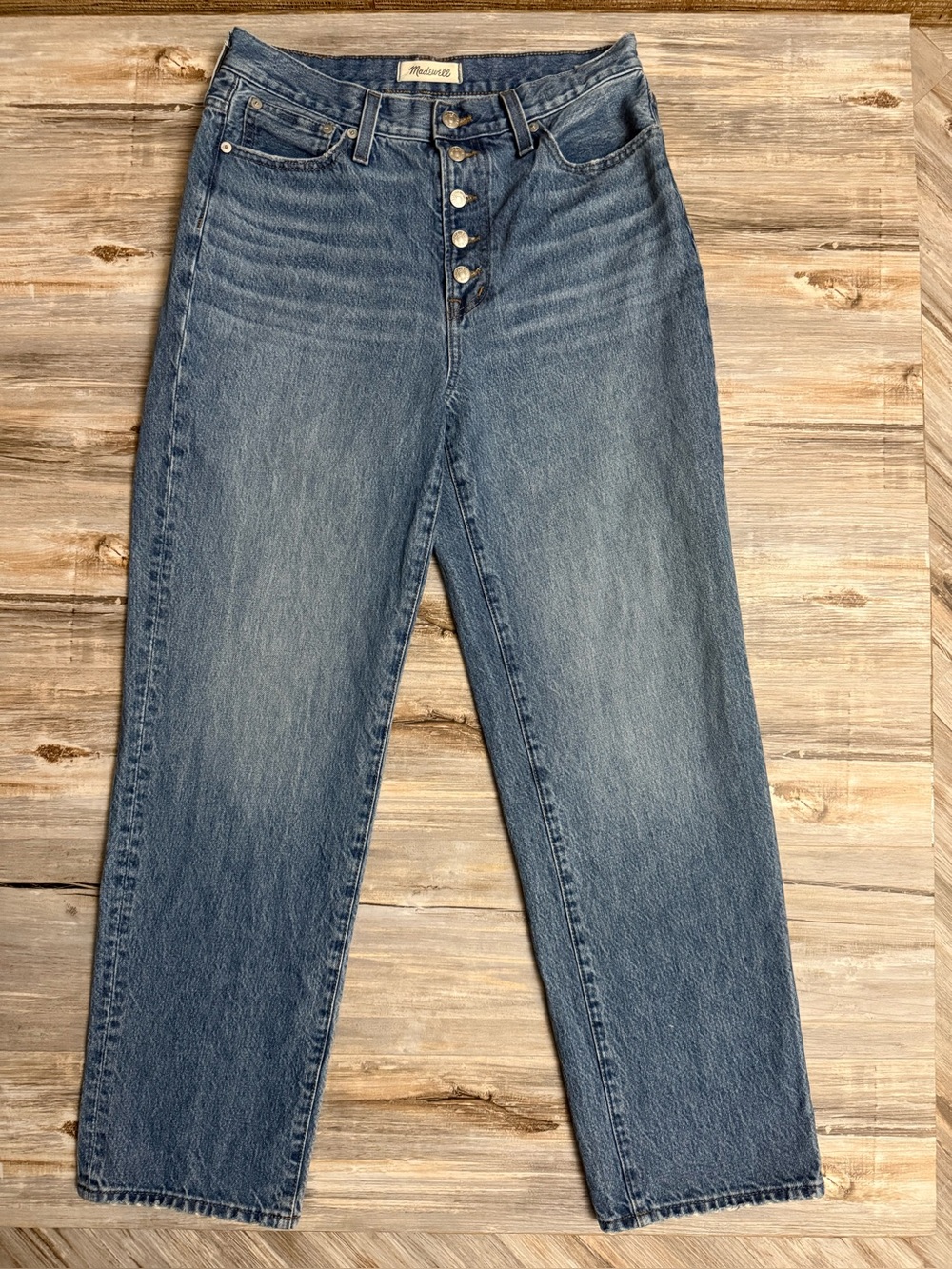 Madewell Perfect Vintage Straight Jeans Women’s 28 High Rise Button Fly Blue USA